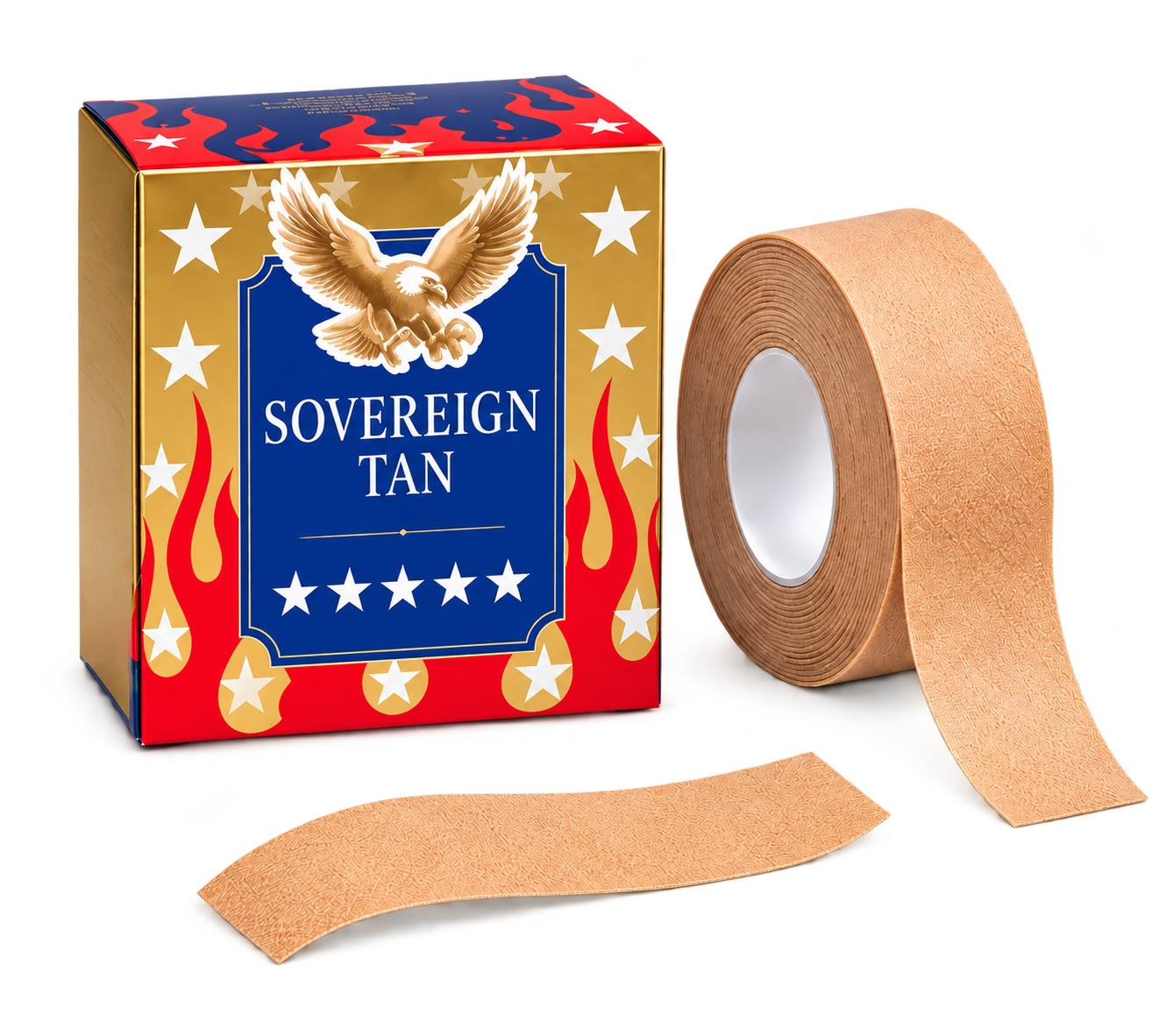 Tan Line Tape carton and roll